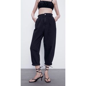 Zara Paperbag Slouchy Jeans High Waisted Sz 6 NWT